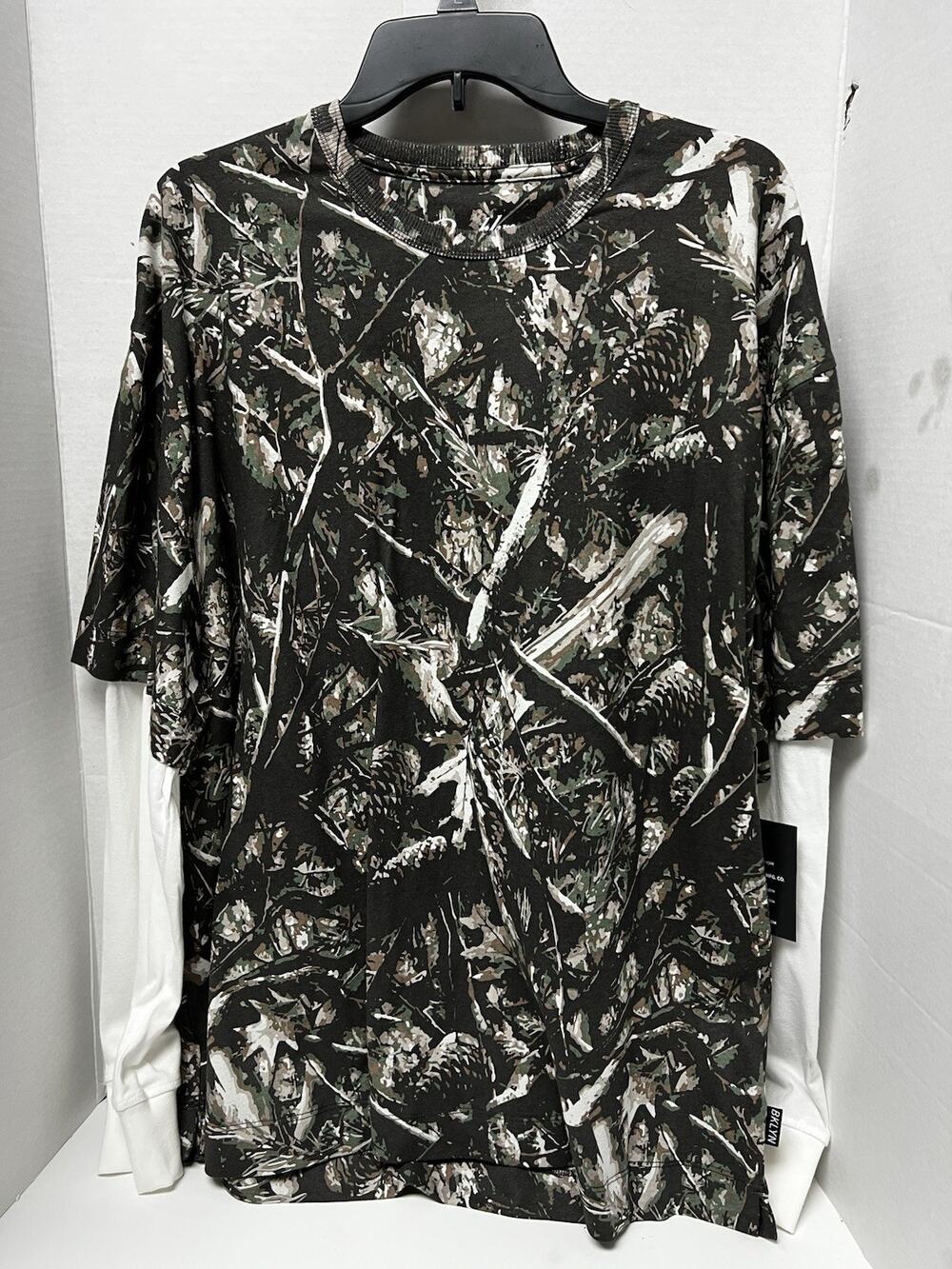 Brooklyn Cloth Camouflage Long Sleeve Shirt With White Sleeves. Brand New